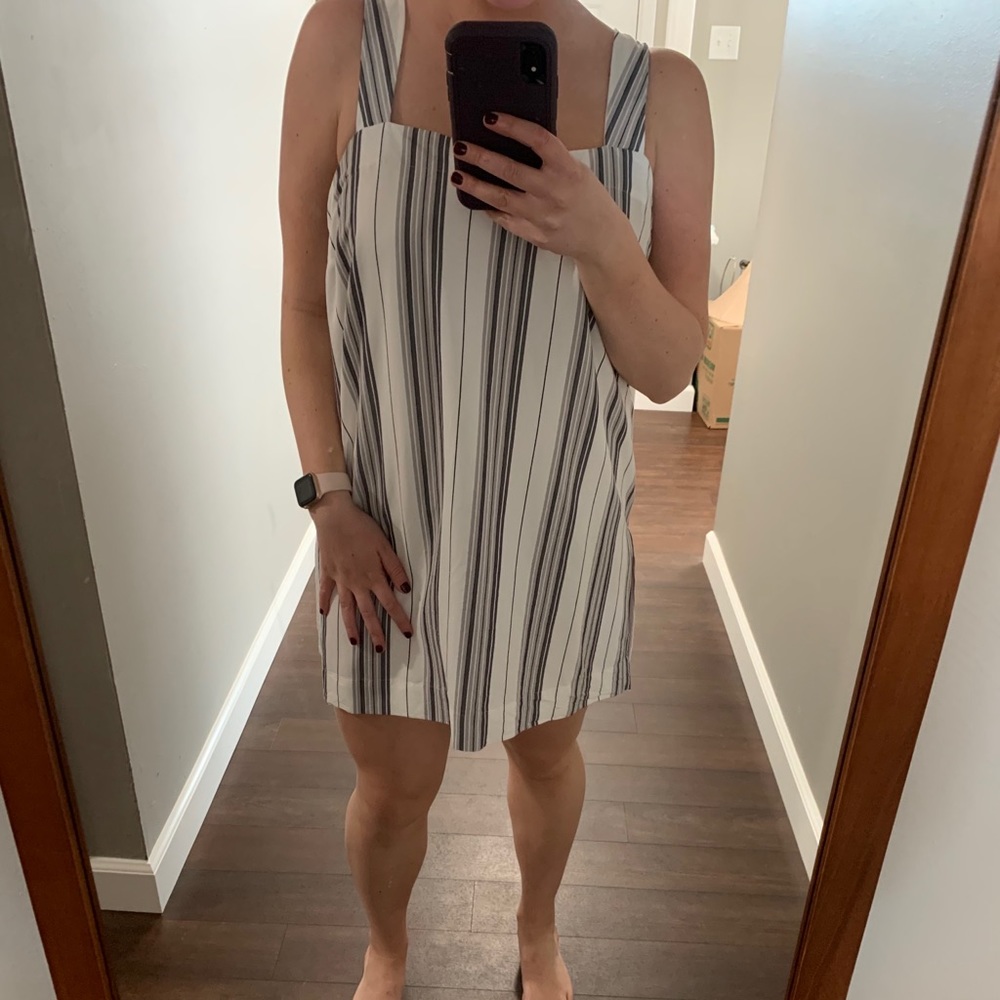 Grey and white striped dress